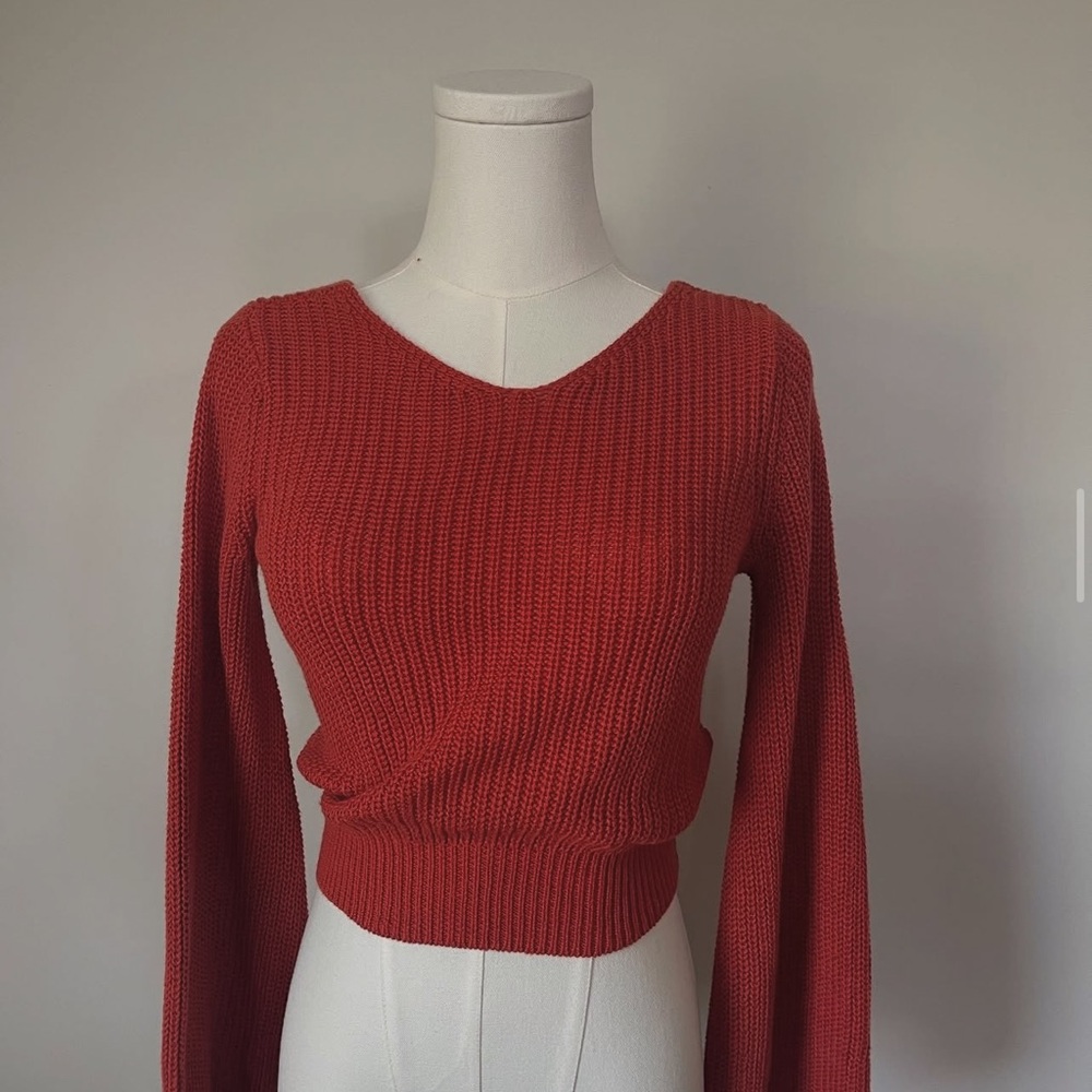 Lulu's Bold Red V-Neck Sweater